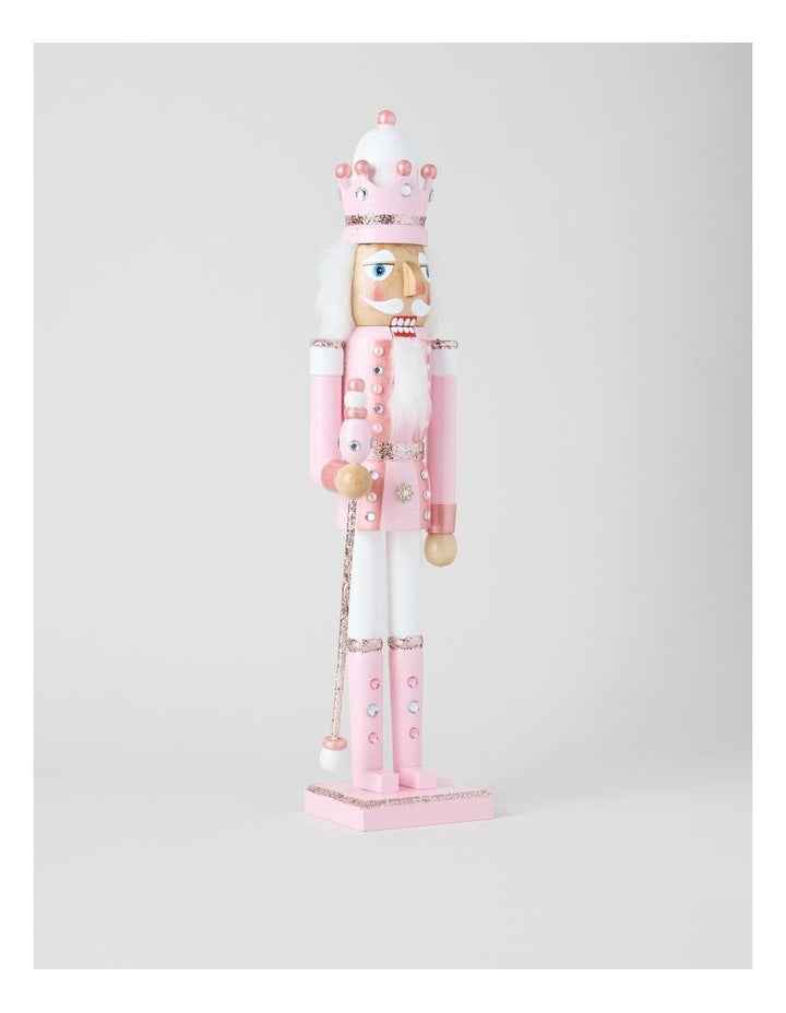 Luxe Wooden Oversized Glittered Nutcracker in Pink: 50cm