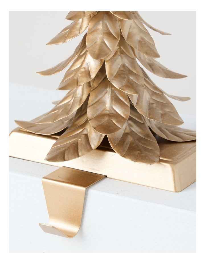 Harvest Metal Tree with Star Stocking Holder in Bronze: 20cm