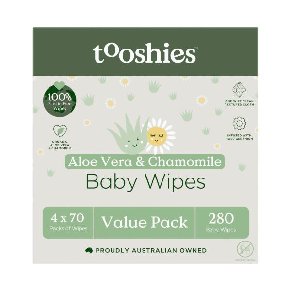 TOOSHIES ECO WIPES ALOE VERA & CHAMOMILE 280PK