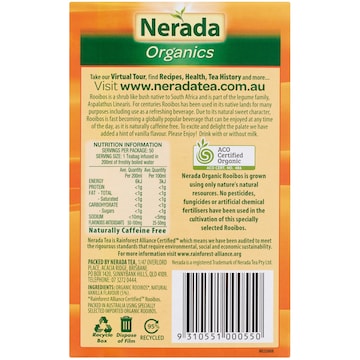 Nerada Organic Rooibos & Vanilla Tea Bags 50 pack