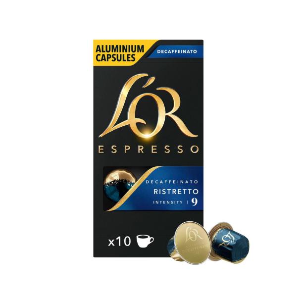 L'OR ESPRESSO DECAFFEINATO RISTRETTO INTENSITY 9 COFFEE CAPSULES NESPRESSO* COMPATIBLE 52G:.:10 PACK