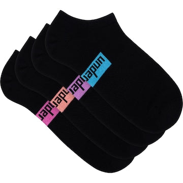 Underworks Ladies Sport No Show Socks Size 5-8 Black 4 pack