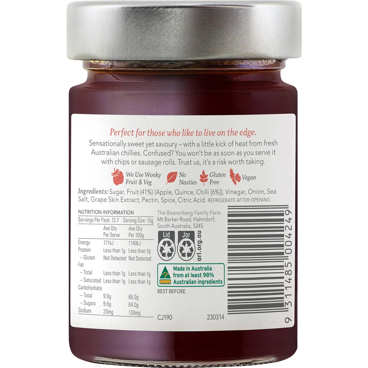 Beerenberg Chilli Jam 190g