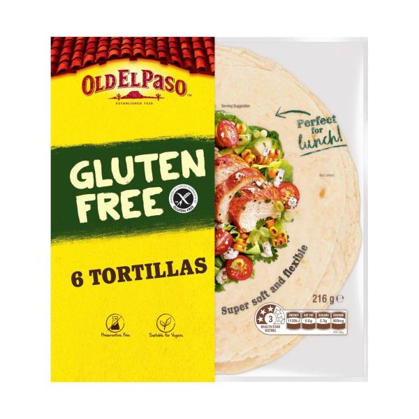 OLD EL PASO GLUTEN FREE TORTILLAS 216G