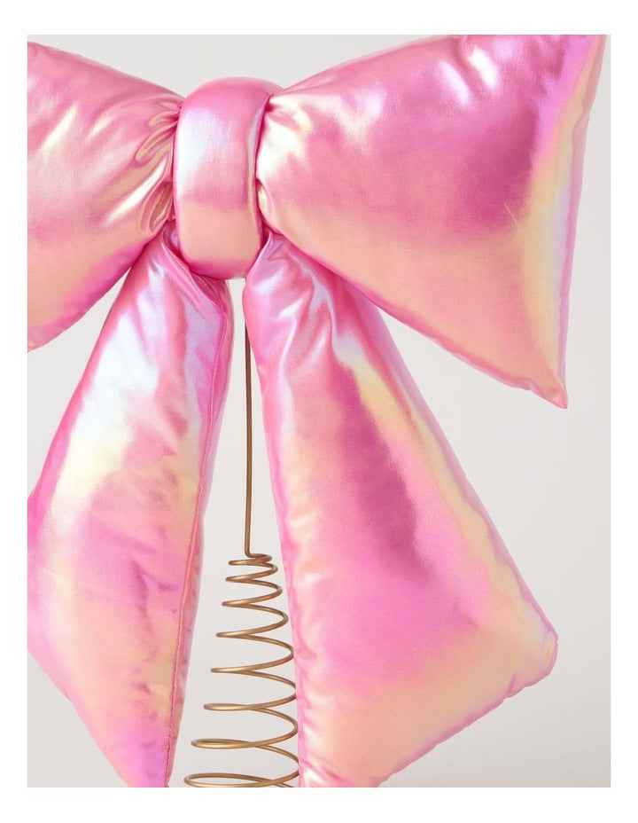 Nostalgia Iridescent Bow Tree Topper in Pink: 38cm