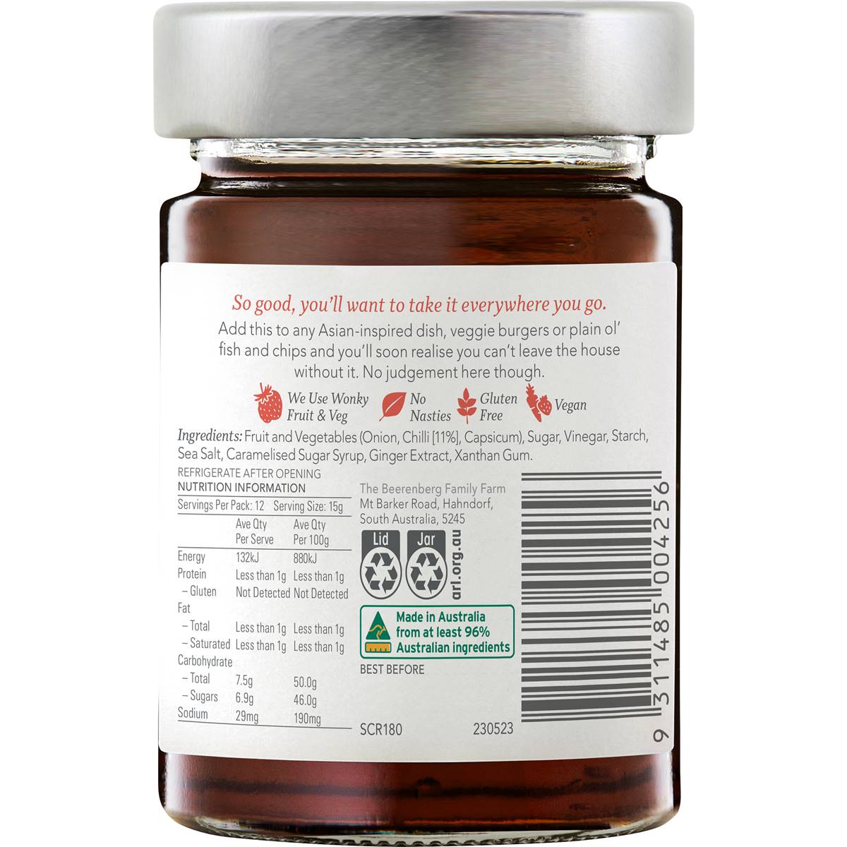 Beerenberg Sweet Chilli Relish 180g