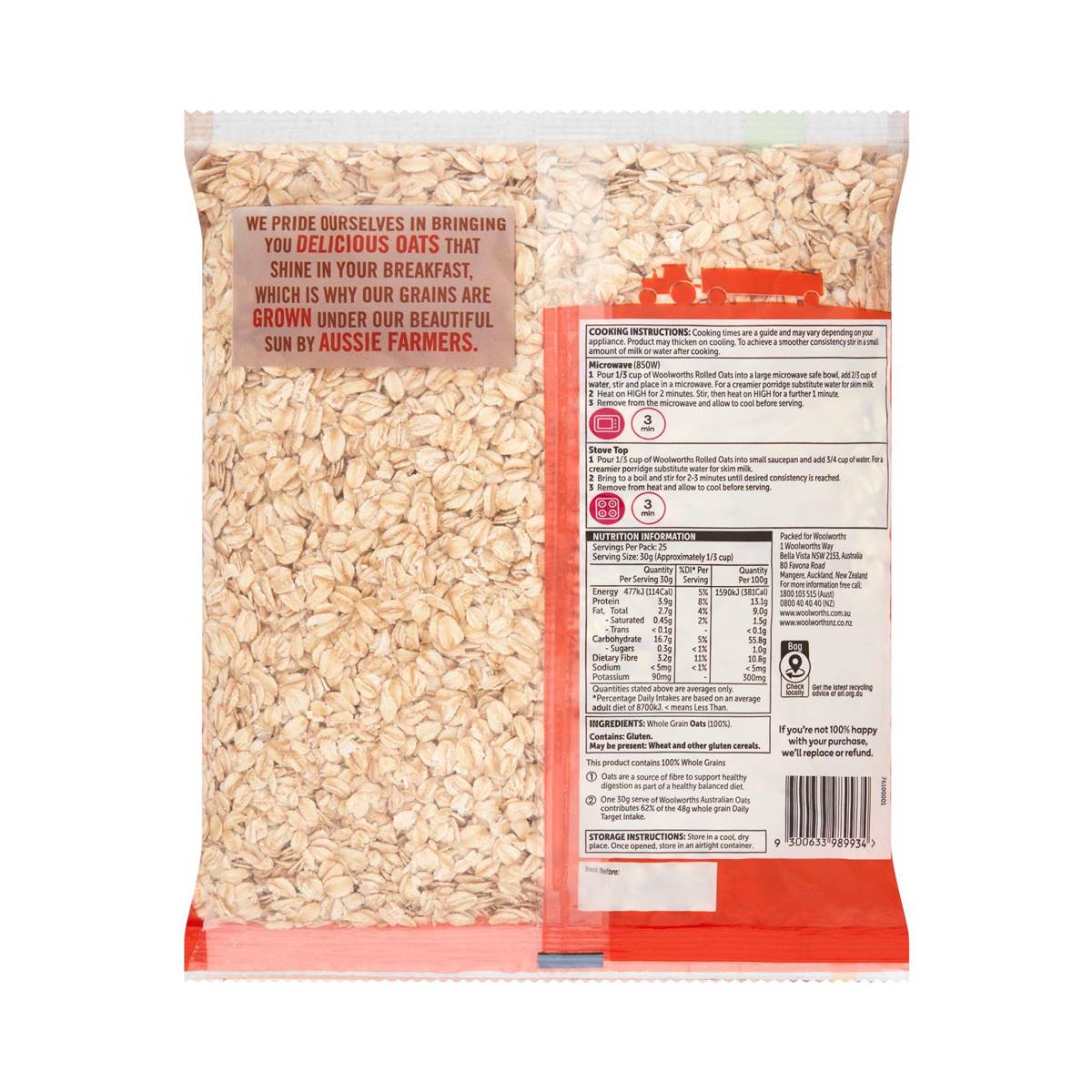 Woolworths Rolled Traditional Oats 750g