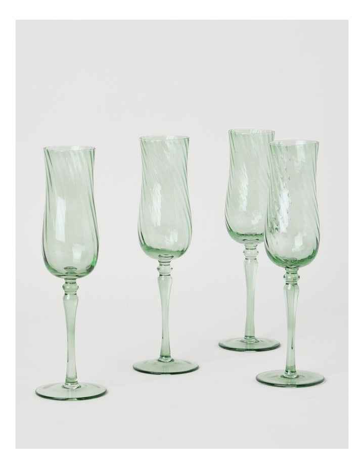 Clara Champagne Glass Set of 4 Green 190ml