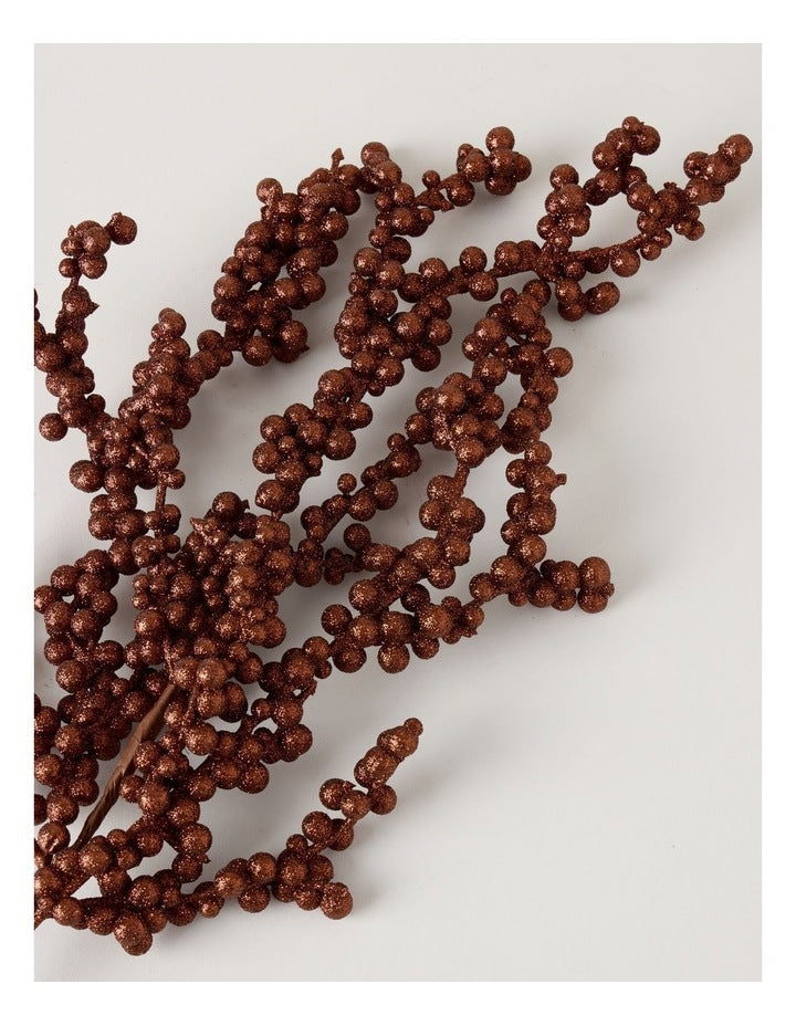 Harvest Glitter Berry Spray Pick in Brown: 62cm