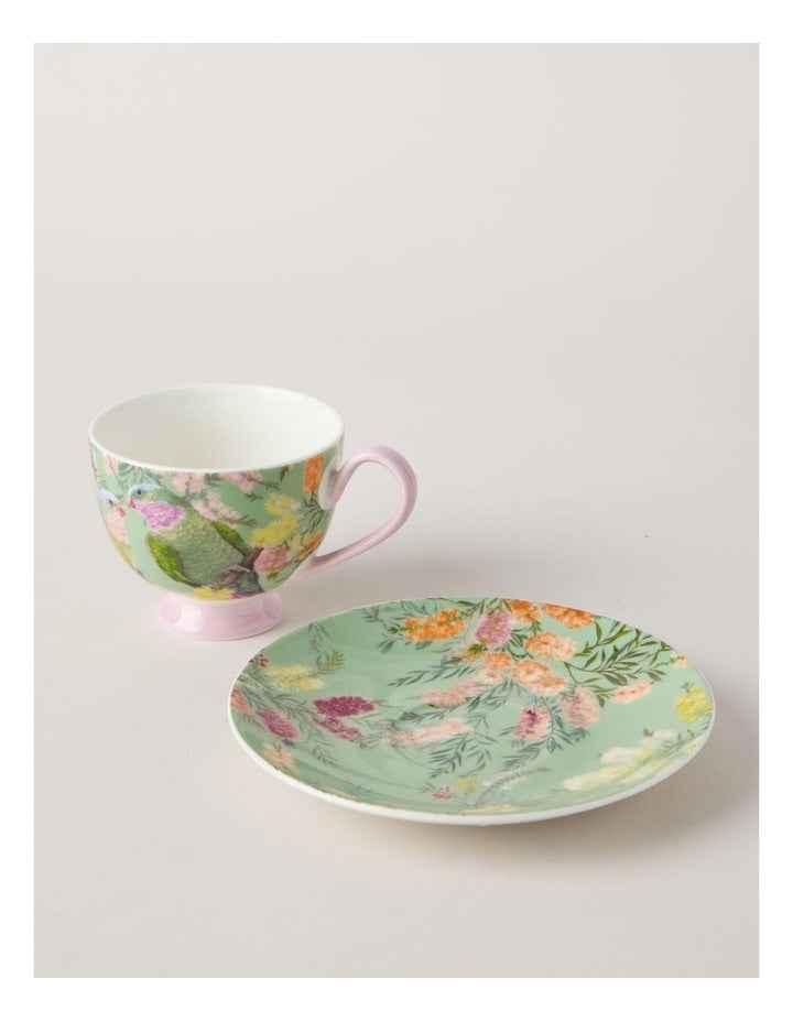 Lauren Stringini Princess Parrot Tea Cup and Saucer in Green