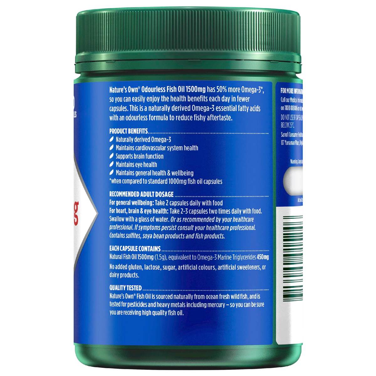 Nature's Own Fish Oil Odourless 1500mg With Omega 3 200 Pack