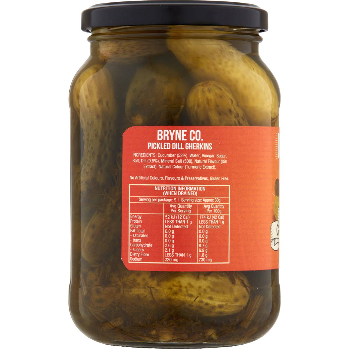 Bryne Co Pickled Dill Gherkins 500g