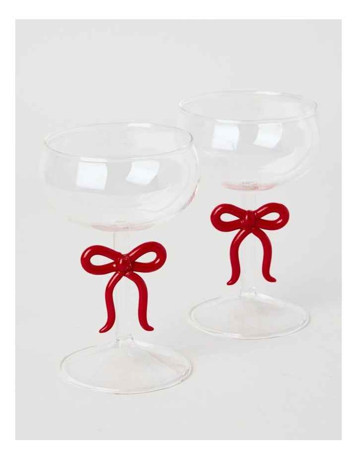 Ruby Bow Coupe Glass Set of 2 220ml in Red