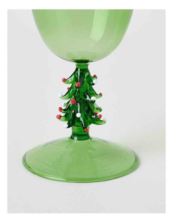 Joy Wine Glass Christmas Tree Set of 2 260ml in Green