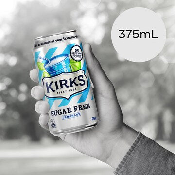 Kirks Zero Sugar Lemonade Soft Drink Cans 375mL x 10 pack