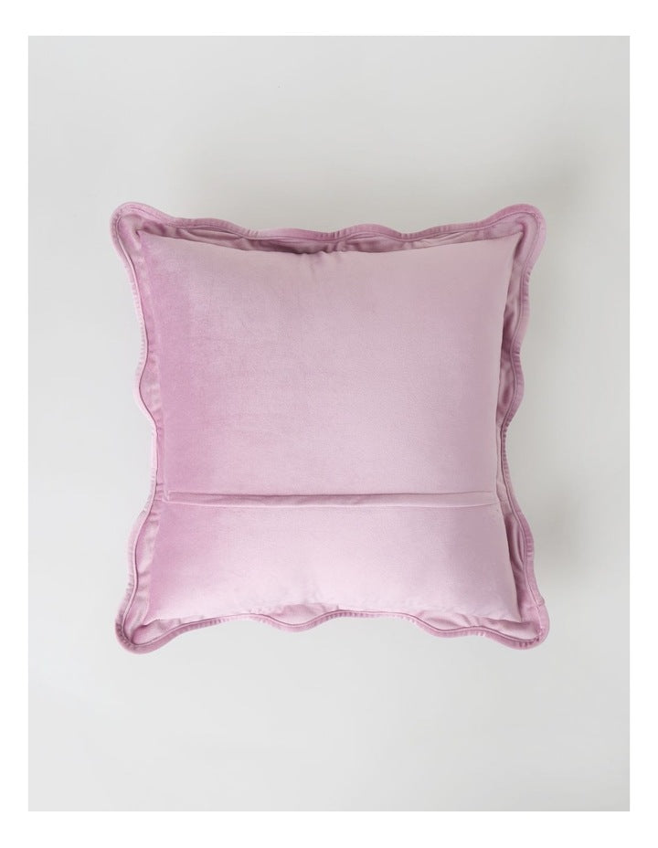 Velvet Scalloped Cushion in Lavender