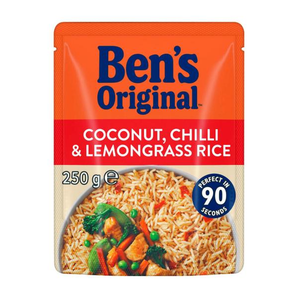 BEN'S ORIGINAL COCONUT CHILLI & LEMONGRASS MICROWAVE RICE POUCH 250G