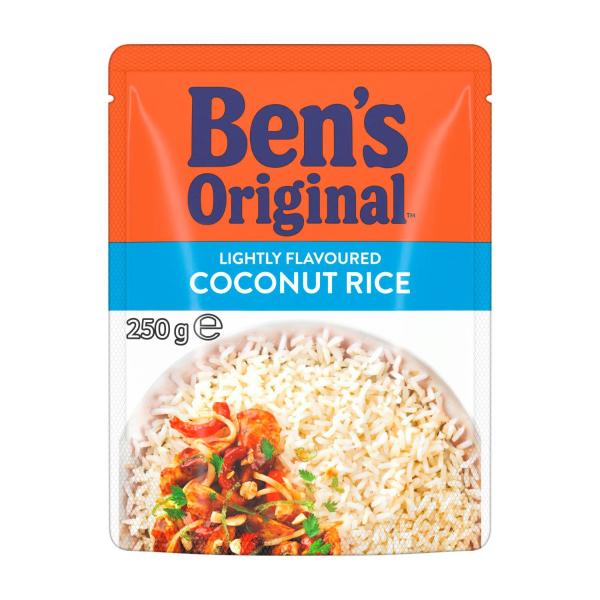 BEN'S ORIGINAL LIGHTLY FLAVOURED COCONUT MICROWAVE RICE POUCH 250G