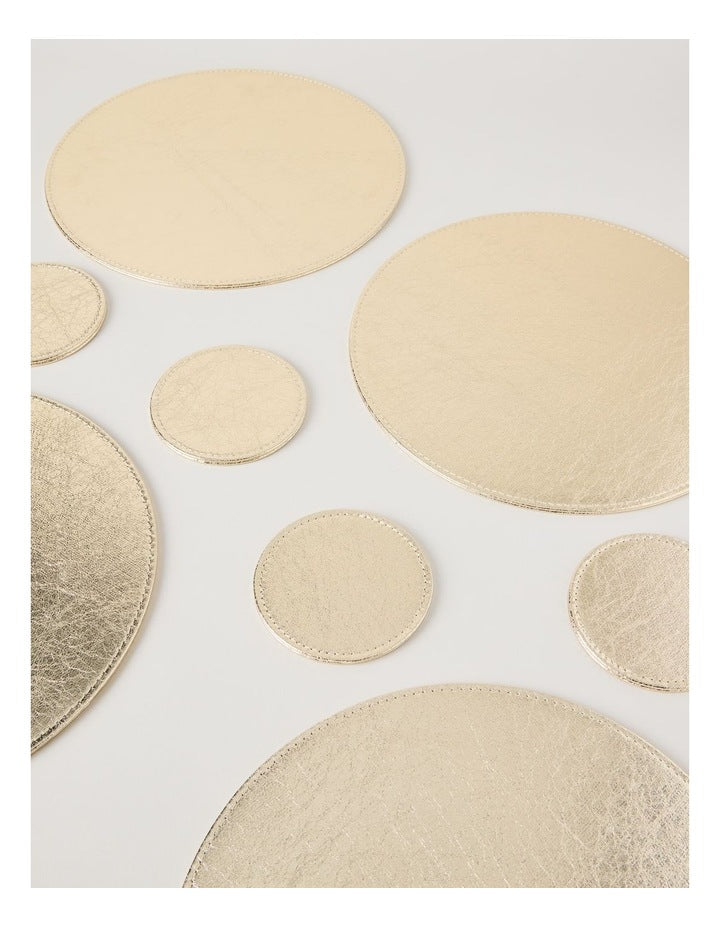 Luxe Metallic Set of 4 Round Coasters in Champagne