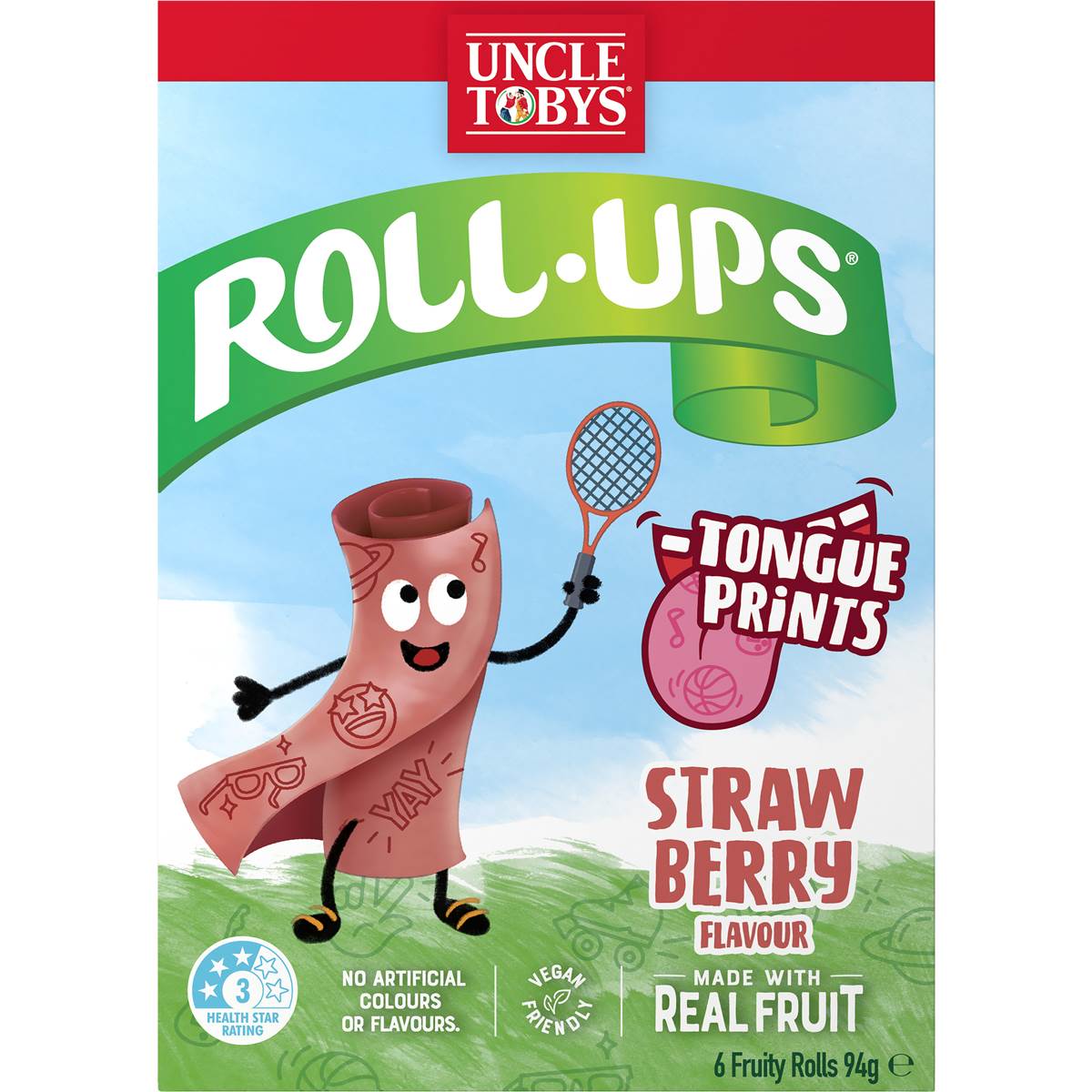 Uncle Tobys Roll-Ups Strawberry Fun Prints 6 Pack