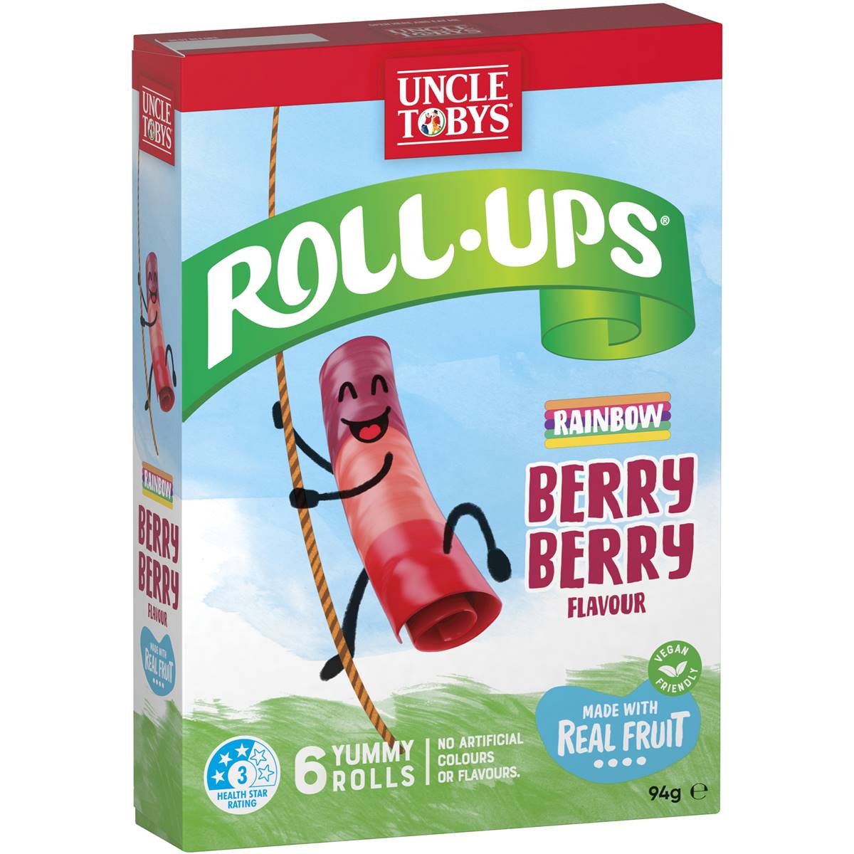 Uncle Tobys Roll-Ups Rainbow Berry 6 Pack