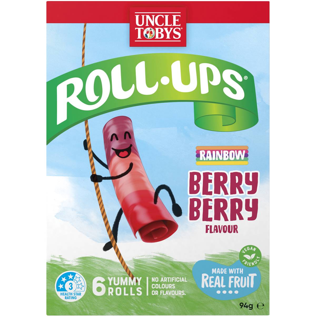 Uncle Tobys Roll-Ups Rainbow Berry 6 Pack