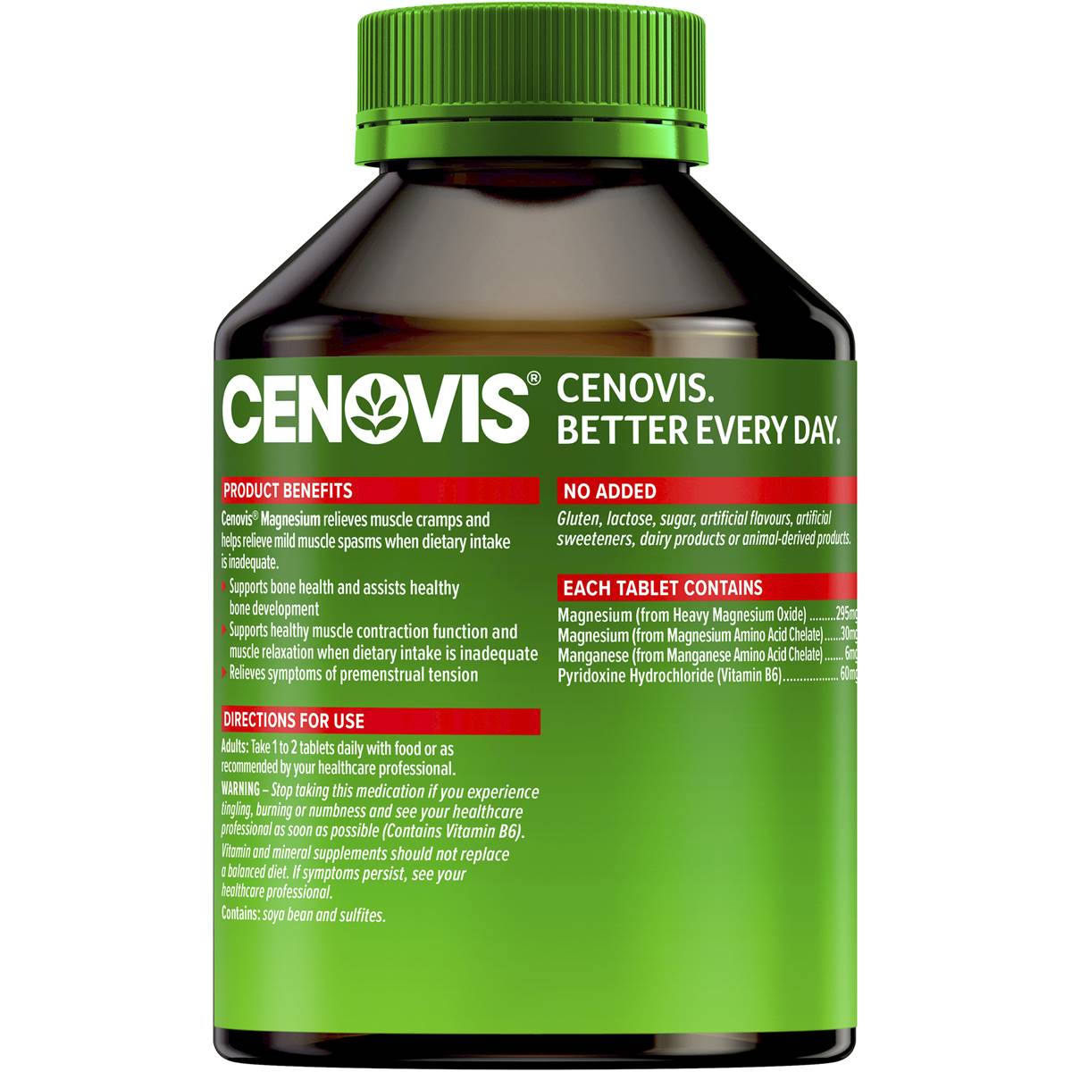 Cenovis Magnesium Tablets Muscle Health Supplement 200 Pack