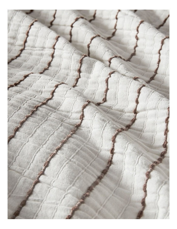 Sandridge Yarn Dye Cotton Quilt Cover Set in White and Chocolate Stripe
