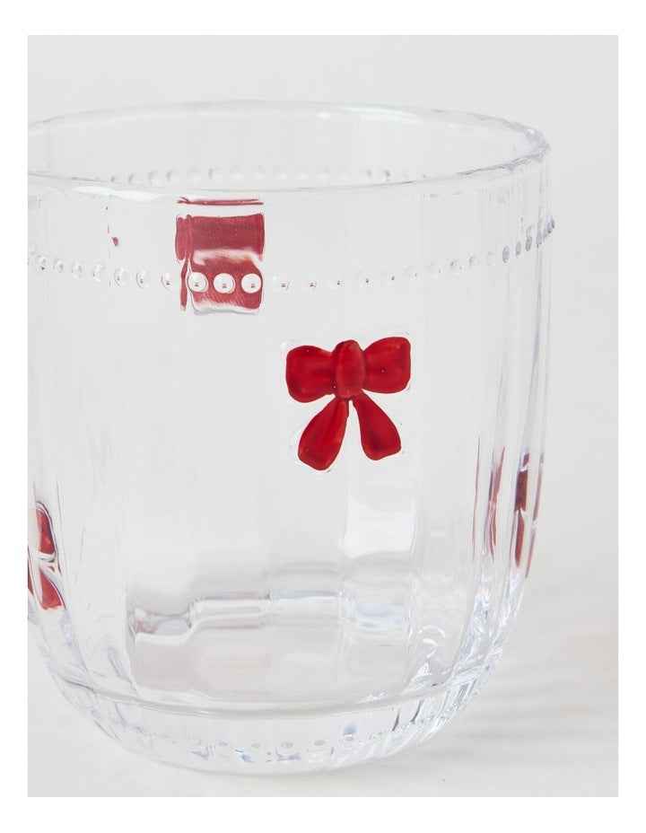 Embossed Bow Tumbler Set of 4 330ml in Red
