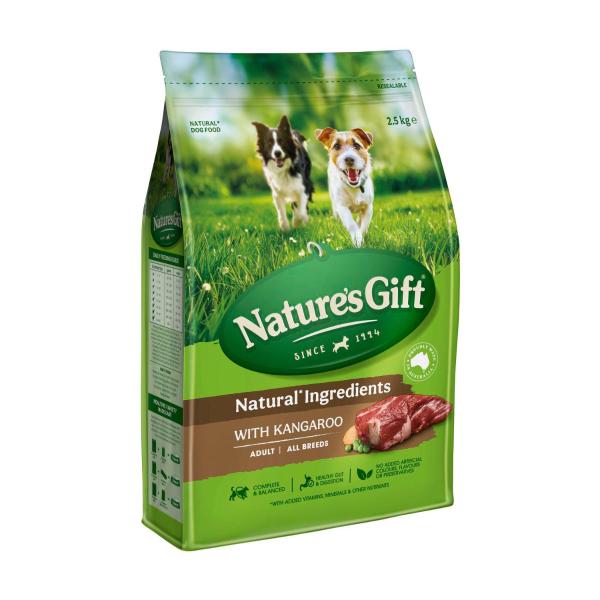 NATURE'S GIFT ADULT ALL BREEDS DRY DOG FOOD WITH KANGAROO 2.5KG