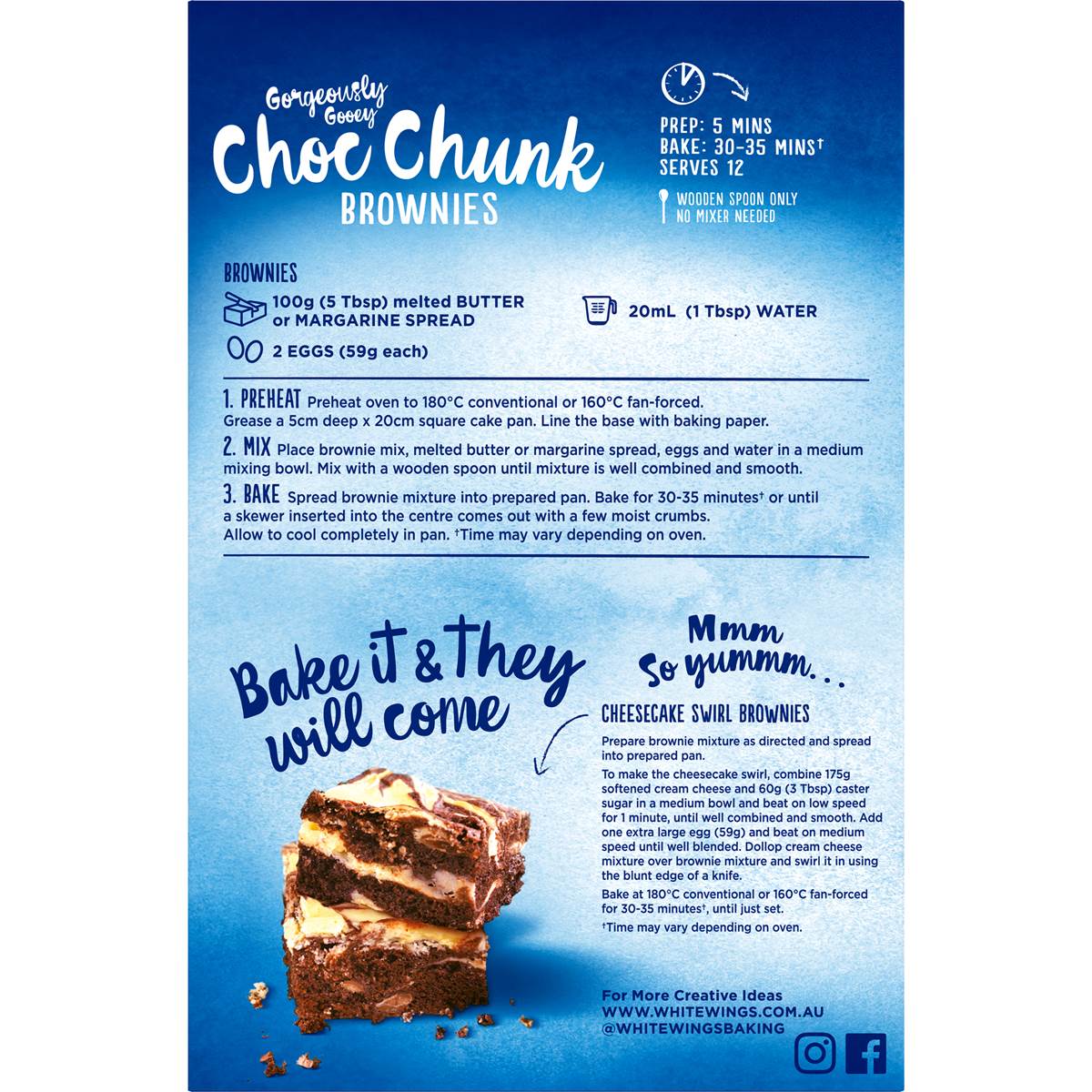 White Wings Brownie Mix Chocolate Chunk 475g