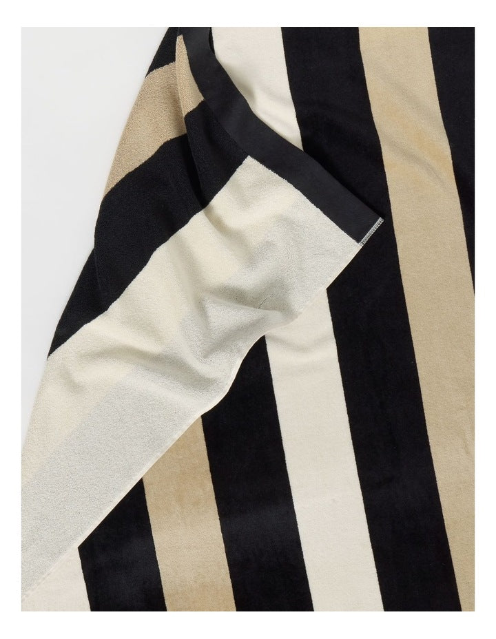 Santorini Resort Stripe Beach Towel in Black