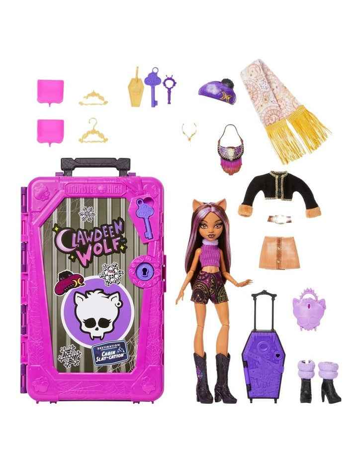 Monster High Skulltimate Secrets Cabin Slay-cation Playset, Clawdeen Wolf Doll and Accessories