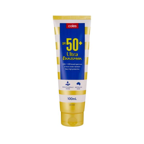 COLES SPF 50+ SUNSCREEN ULTRA TUBE 100ML
