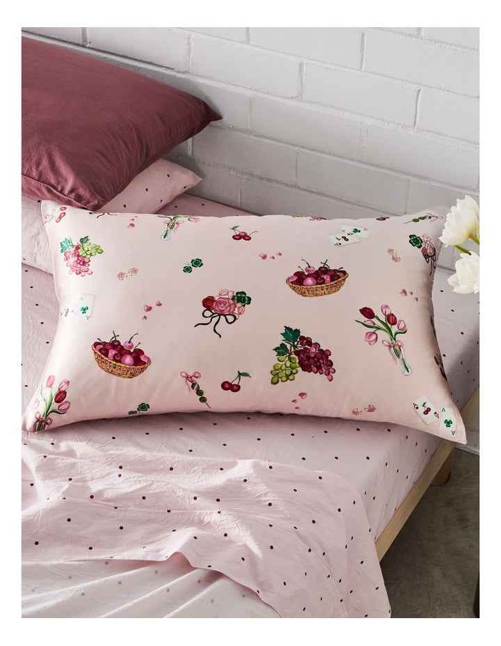 Silk Front Pillowcase in Pink Picnic