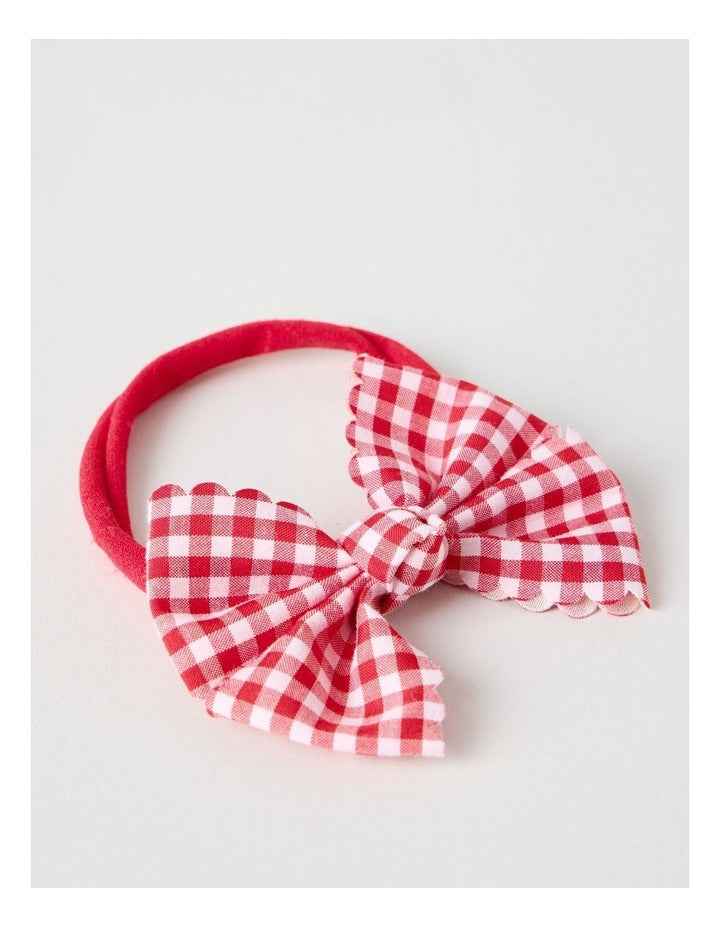 Soft Elastic Gingham Bow Headband in Red