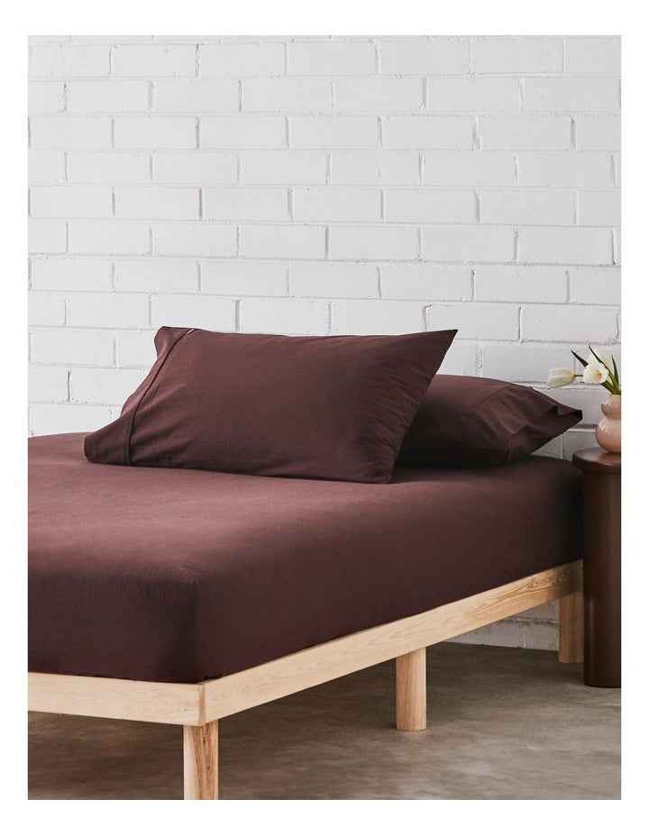 Stonewashed Cotton Pillowcase Pair in Bitter Chocolate