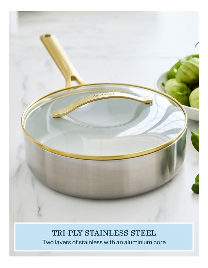 Donna Hay by GreenPan 3-Ply Stainless Steel Sauté Pan with Lid, 26cm/3.9L