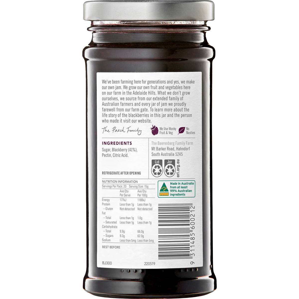 Beerenberg Blackberry Jam 300g