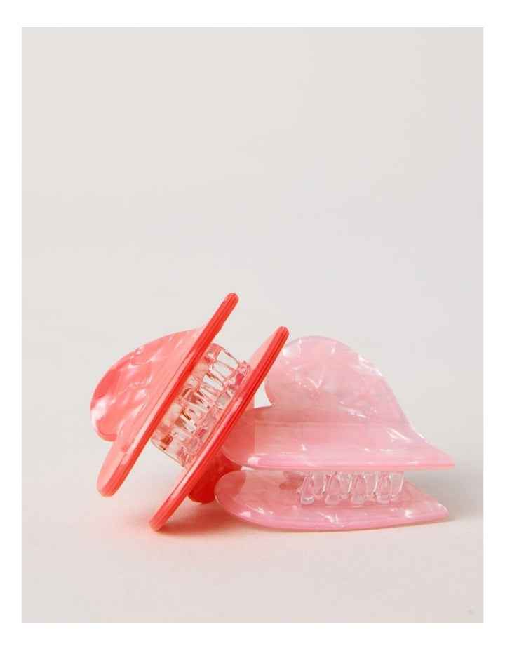 2 Pack Heart Claw Clips in Red