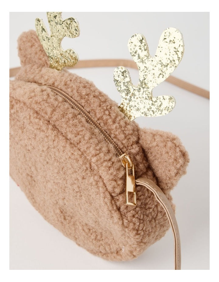 Myer Giftorium Fluffy Reindeer Bag in Brown