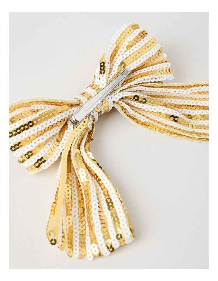 Myer Giftorium Sequin Bow Hair Clip in Gold