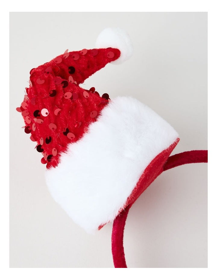 Myer Giftorium Glitter Santa Hat Headband in Red