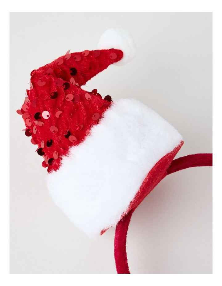 Myer Giftorium Glitter Santa Hat Headband in Red