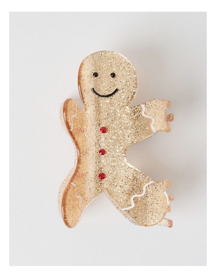 Myer Giftorium Gingerbread Man Claw Clip in Gold