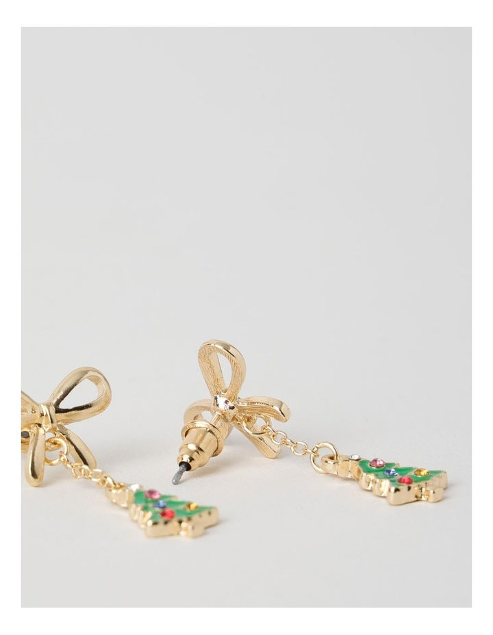 Myer Giftorium Christmas Bow Earrings in Gold