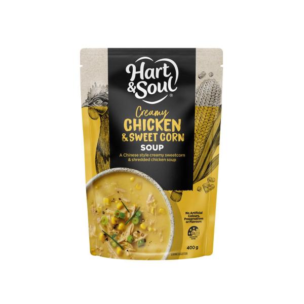 HART & SOUL CHICKEN & CORN POUCH 400 GRAM