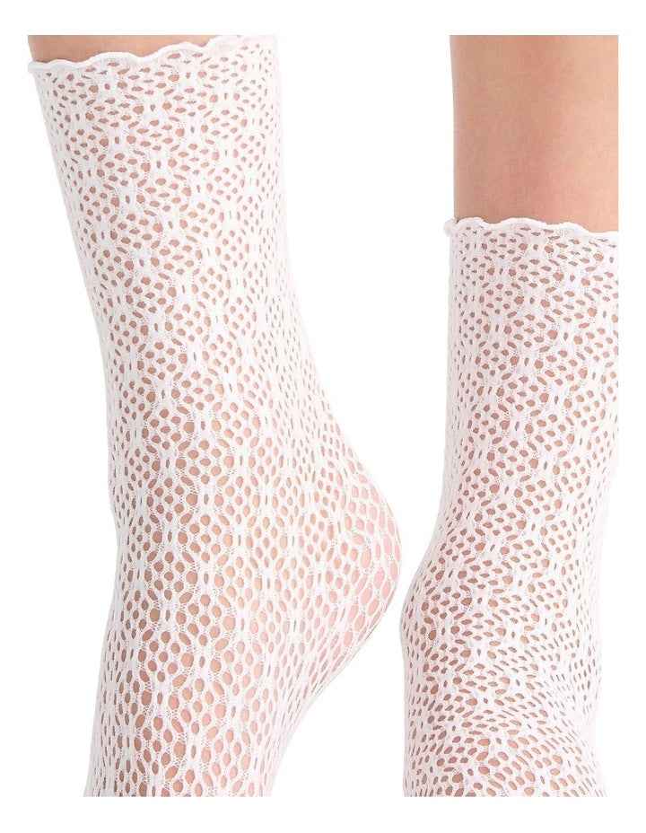 Crochet Net Anklet in White