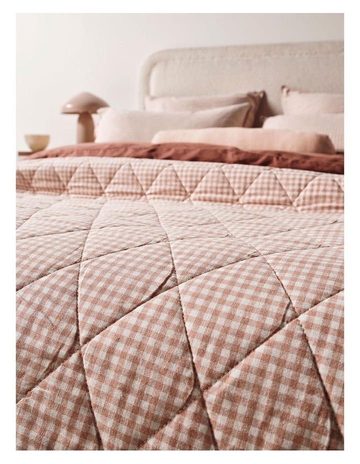 Mini Gingham Coverlet in Clay