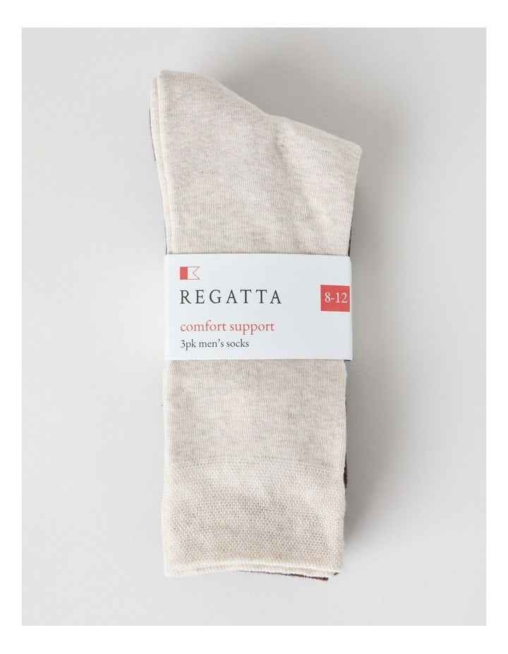 3 Pack Soft Top Comfort Cushion Socks in Oatmeal Marle, Powdered Chocolate, and Bark